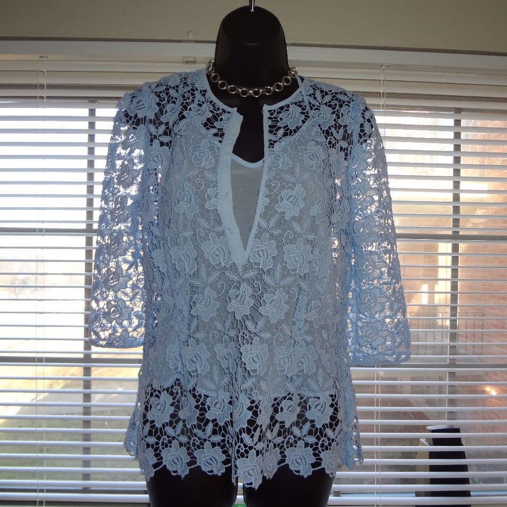 Women's Zara Basic 2 Piece Blouse Sky Blue Small